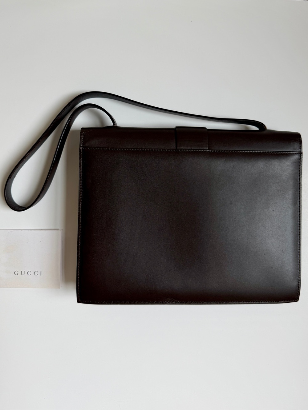 Vintage Gucci by Tom Ford Shoulder Bag Brown Leather Iconic Resin Buckle - Rare! - Picture 3 of 16